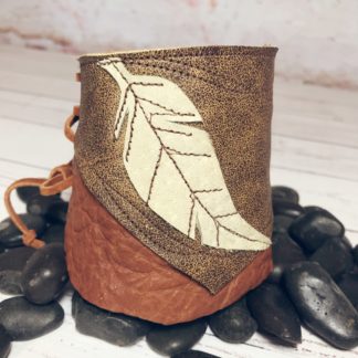 Two-tone Leather Cuff with Leaf
