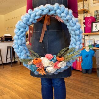 Large Knit Floral Yarn Wreath