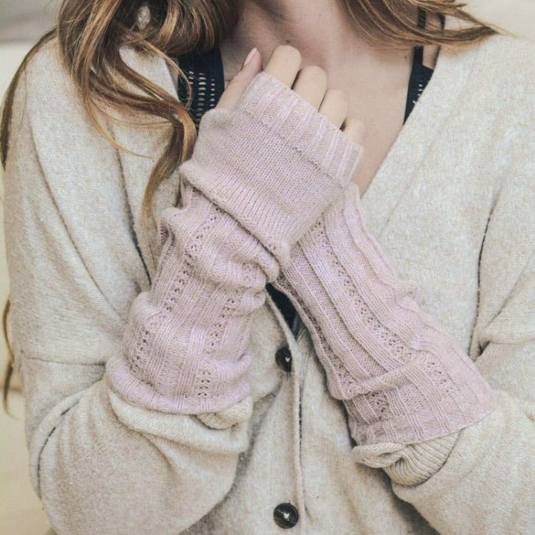 Knit Arm Warmers - Pink