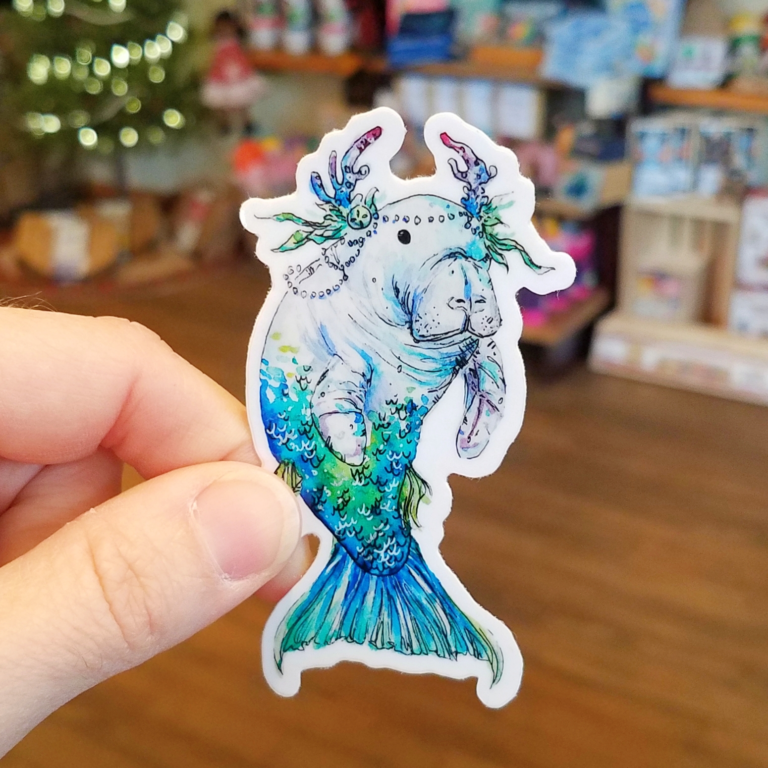 Manatee Mermaid Sticker - TR Makers Co.